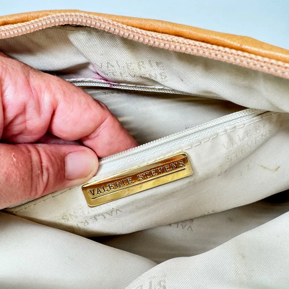 Vintage Valerie Stevens Crossbody Bag Tan Medium Woven Leather Vintage Boho